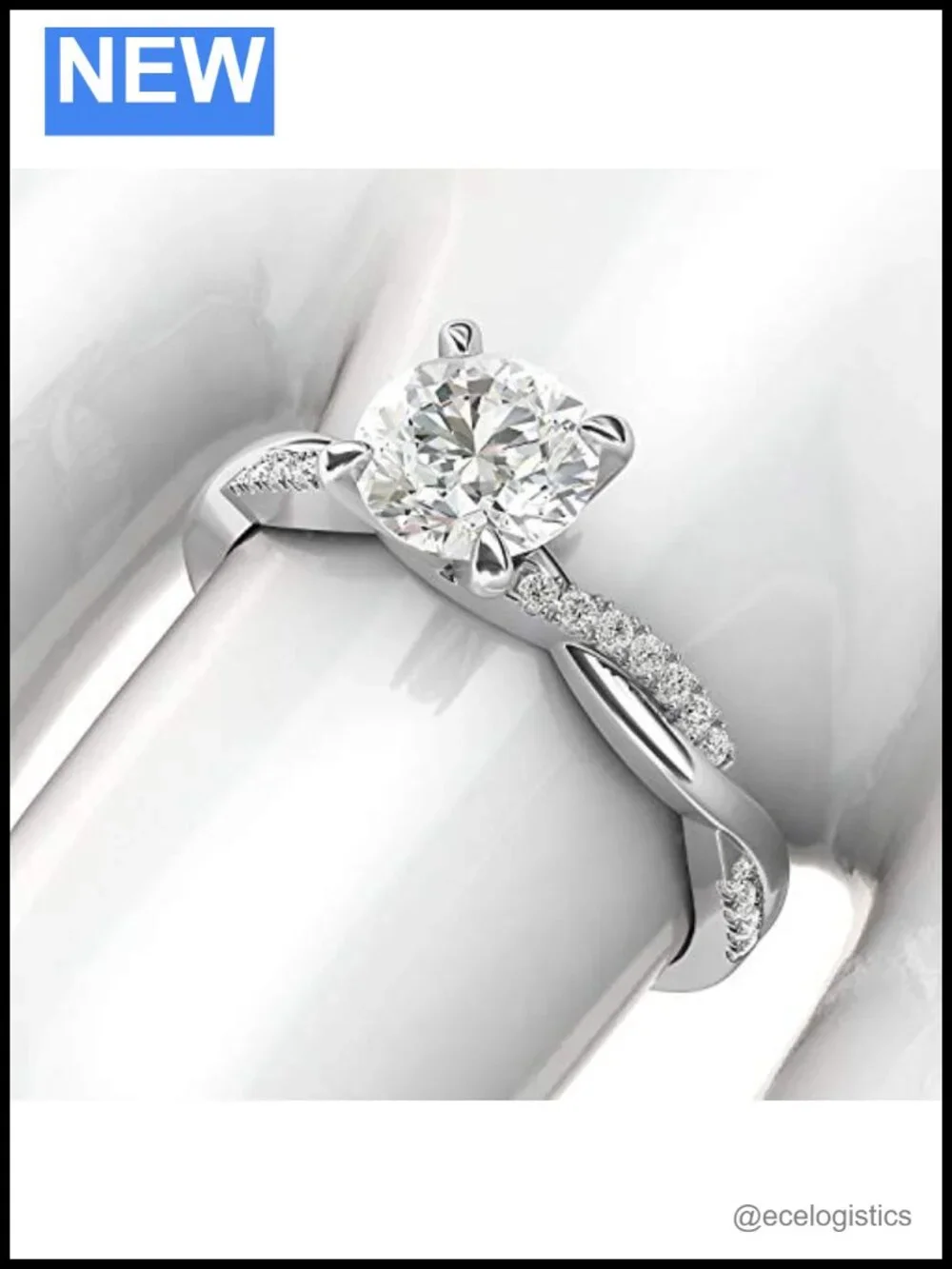 10k White Gold Twisted Vine Engagement Ring Genuine Moissanite 1CT Promise Ring